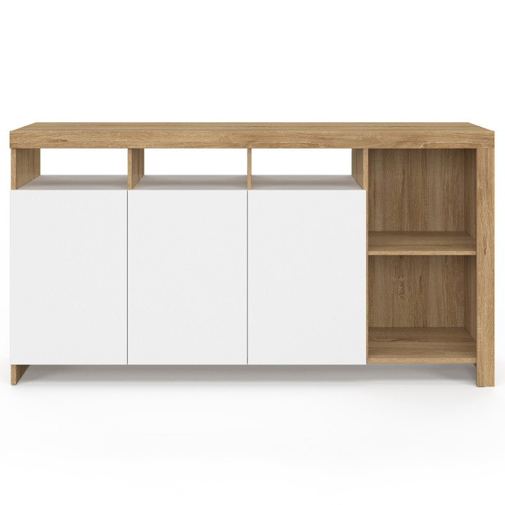 Credenza da 140 cm con ante in legno e bianco - MALO [ IDMarket