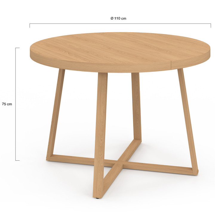 Tavolo da pranzo rotondo 6 persone effetto legno di faggio - SELMA | IDMarket