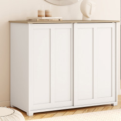 Credenza da 100 cm con 2 ante scorrevoli e piano in legno - JANGO | IDMarket