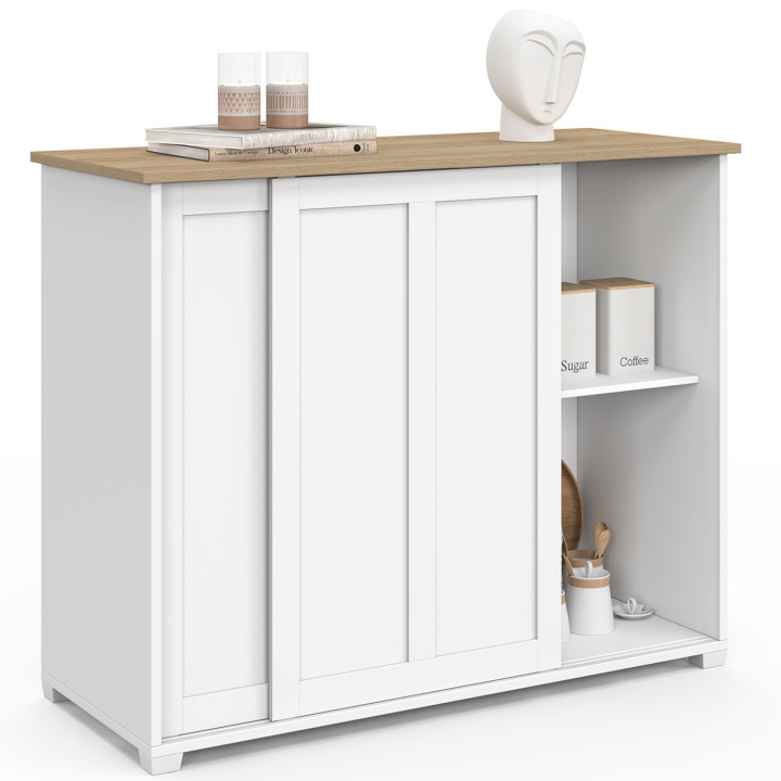 Credenza da 100 cm con 2 ante scorrevoli e piano in legno - JANGO | IDMarket
