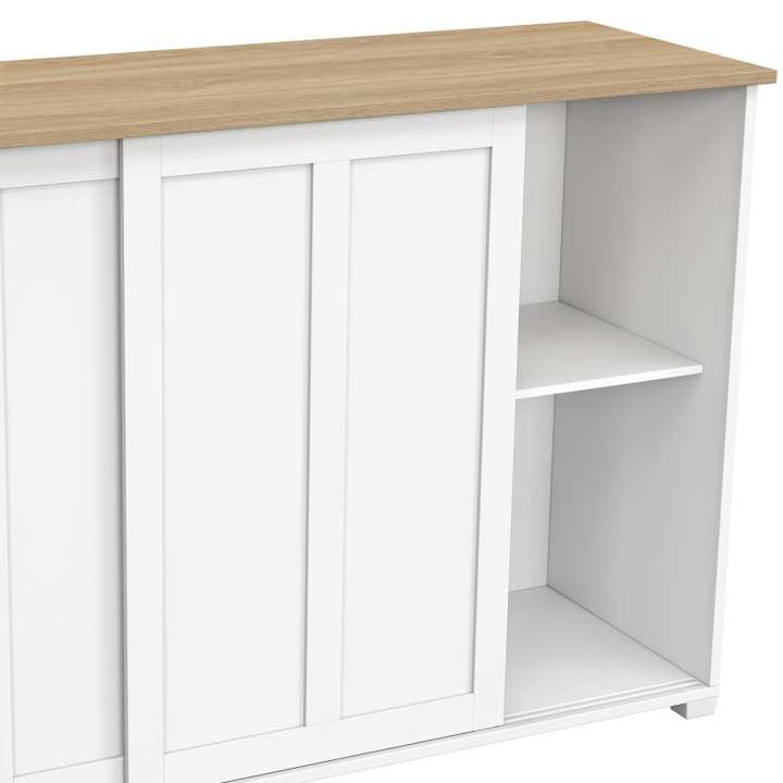 Credenza da 100 cm con 2 ante scorrevoli e piano in legno - JANGO | IDMarket