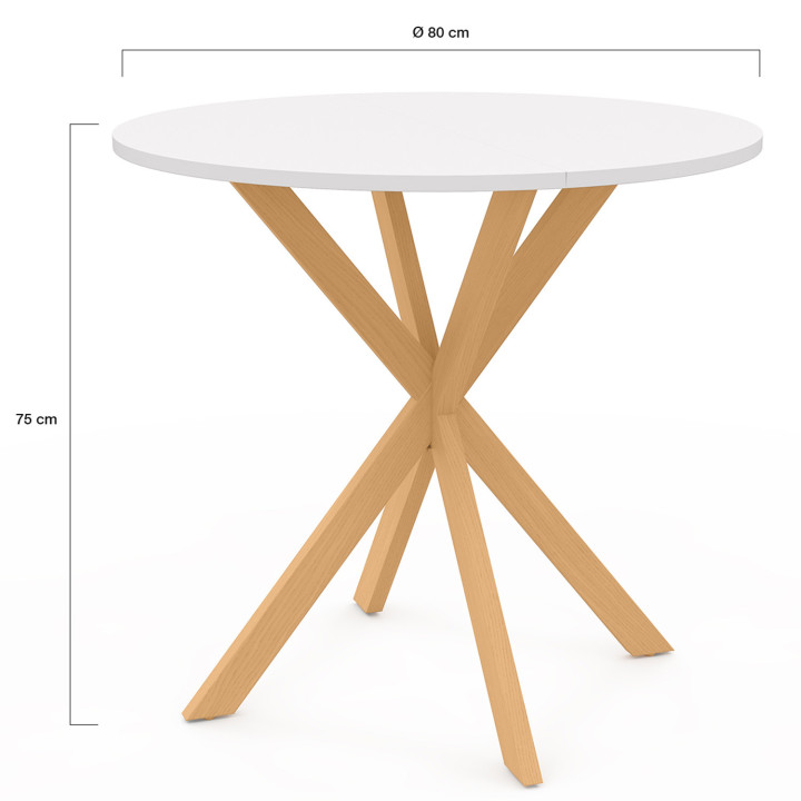 Tavolo da pranzo rotondo con gambe a ragno in legno e piano bianco - GISELE | IDMarket