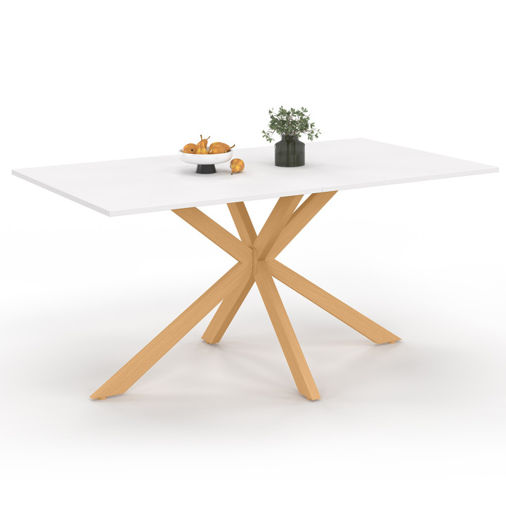 Tavolo da pranzo rettangolare con gambe a ragno in legno e piano bianco - GISELE | IDMarket