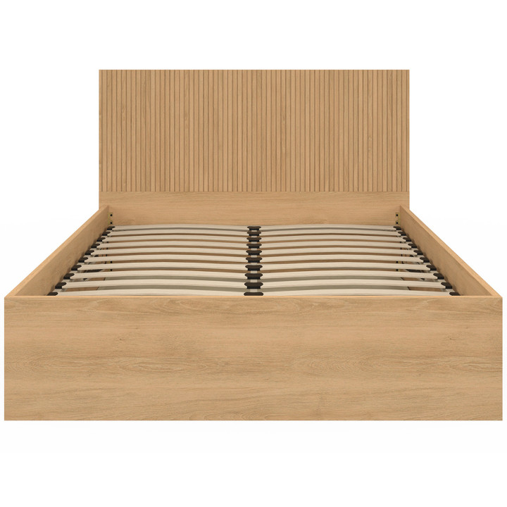 Letto matrimoniale 140x190cm con testiera e rete a doghe effetto legno - JULIETTE | IdMarket