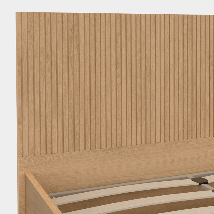 Letto matrimoniale 140x190cm con testiera e rete a doghe effetto legno - JULIETTE | IdMarket