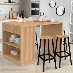 Isola centrale a 4 posti con doghe in rovere 130 cm - JULIETTE | IDMarket