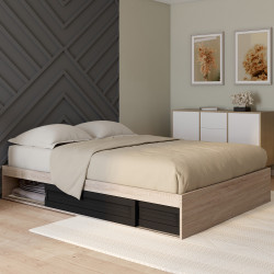 Struttura letto 140x190cm con contenitore e base in legno e nero - SALEM | ID Market