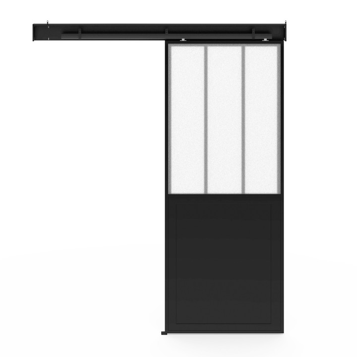 Kit porta scorrevole in vetro 83 cm vetro temperato satinato, metallo | IdMarket