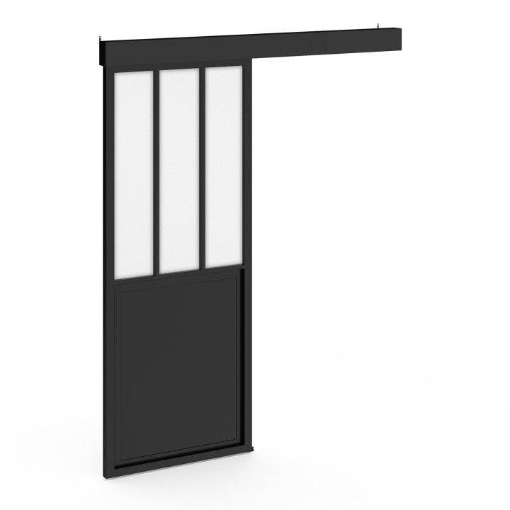 Kit porta scorrevole in vetro 83 cm vetro temperato satinato, metallo | IdMarket