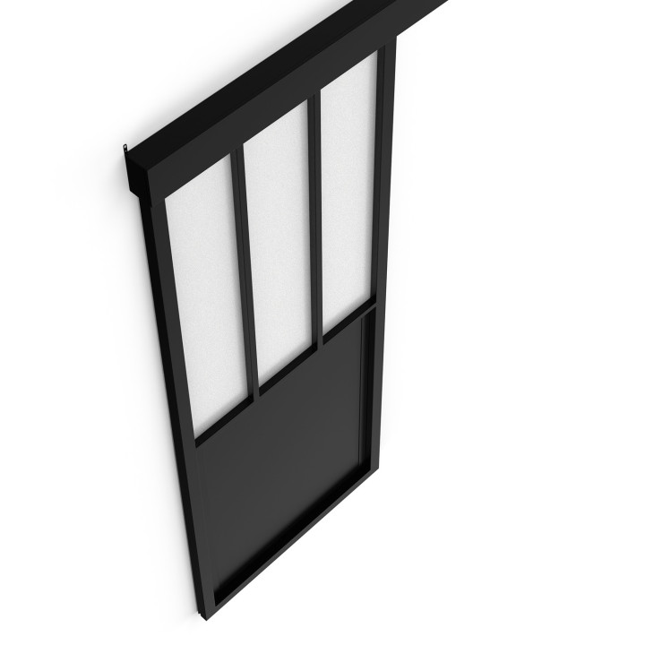 Kit porta scorrevole in vetro 83 cm vetro temperato satinato, metallo | IdMarket