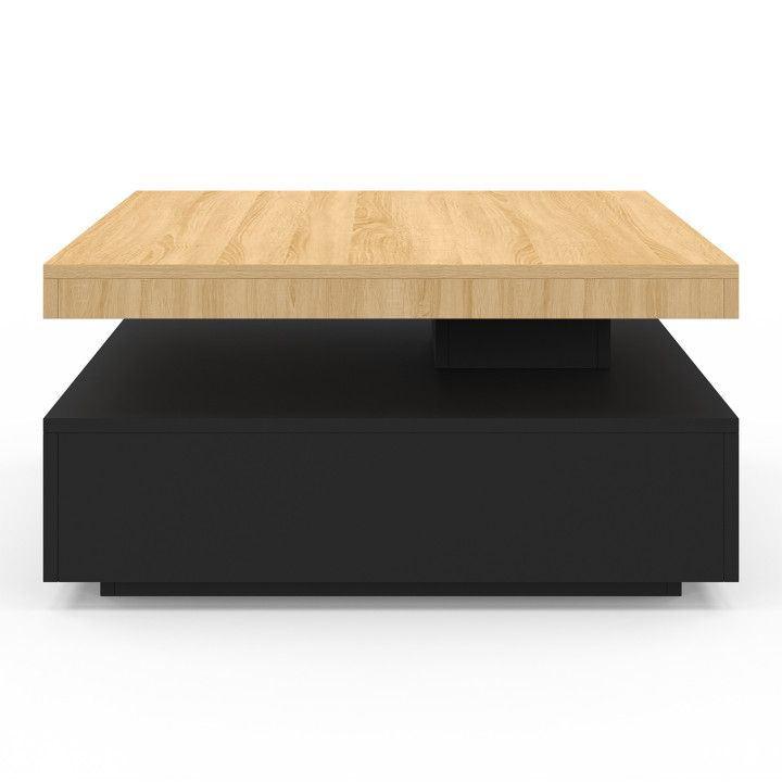 Tavolino quadrato girevole in legno e nero - THEA | IDMarket