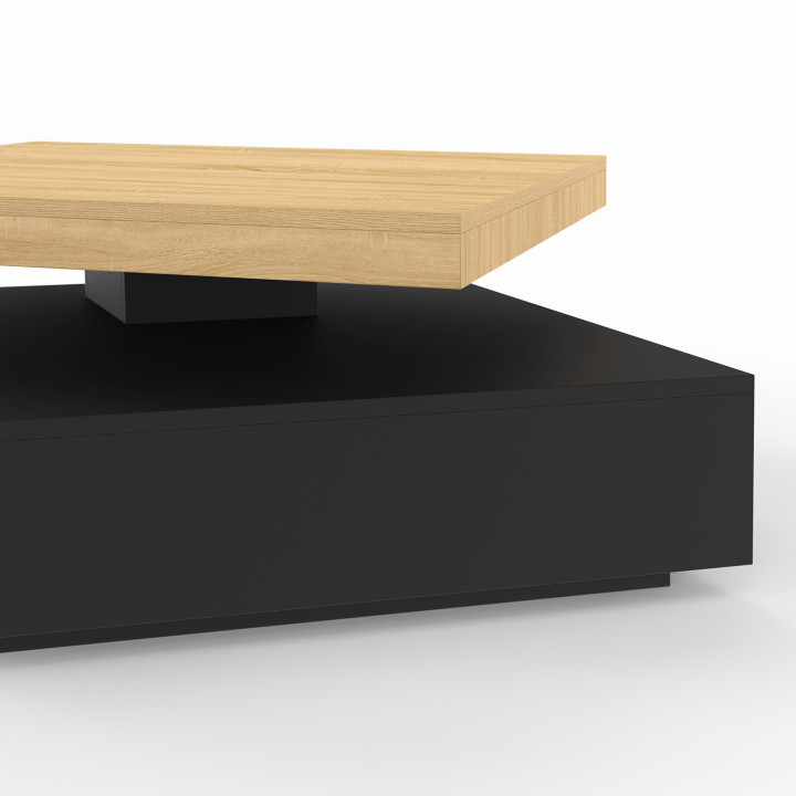 Tavolino quadrato girevole in legno e nero - THEA | IDMarket