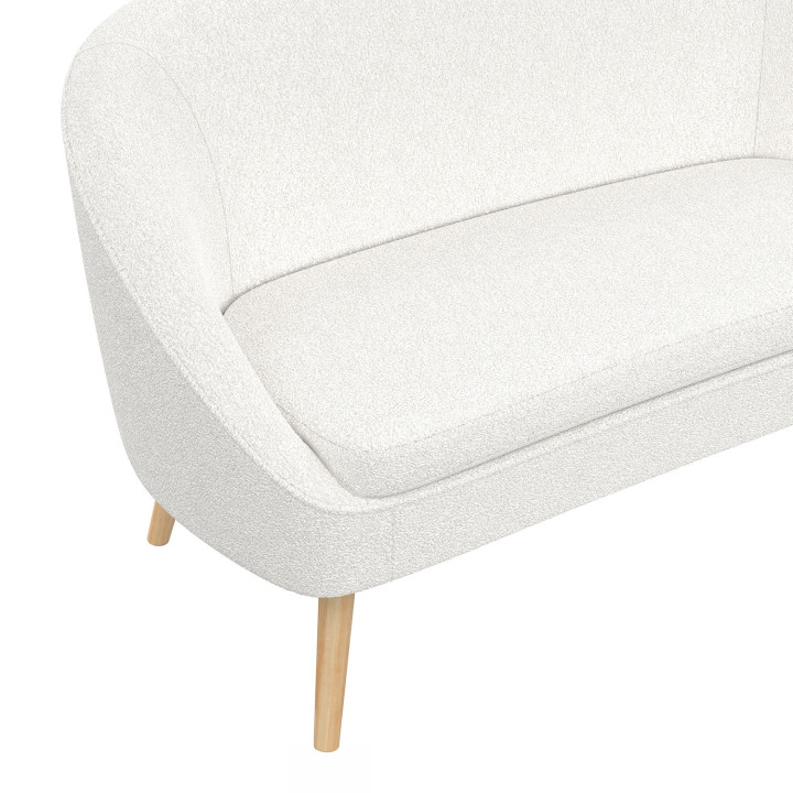 Divano a banchetto in tessuto bouclette bianco - SONIA | IDMarket