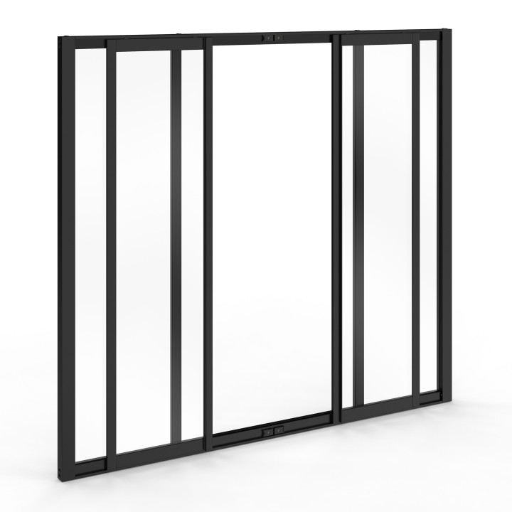 Tetto a 4 vetri scorrevoli 120 x 108 cm in metallo nero e vetro temperato IDMarket