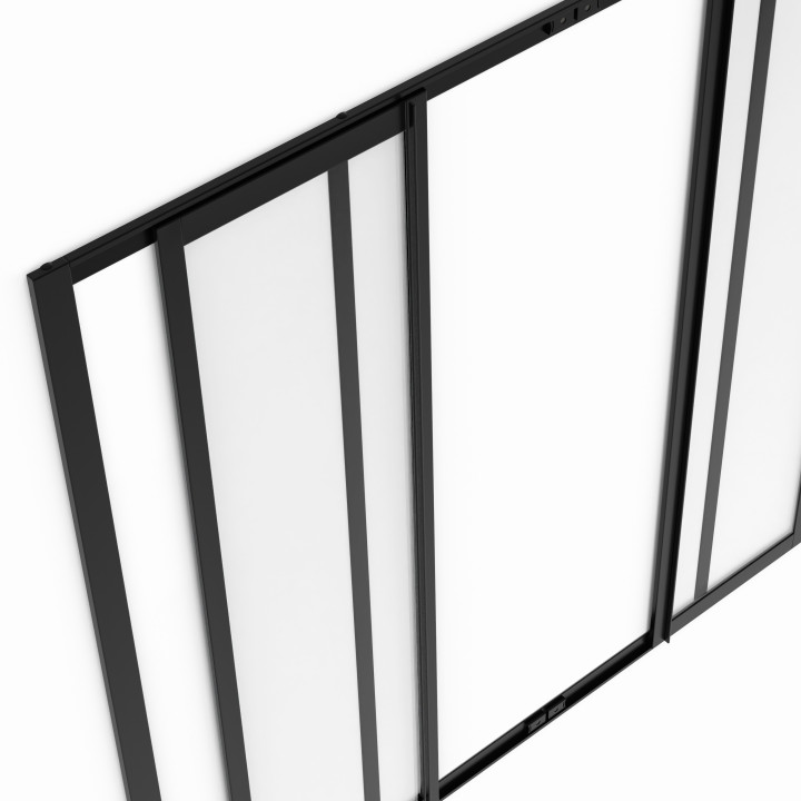 Tetto a 4 vetri scorrevoli 120 x 108 cm in metallo nero e vetro temperato IDMarket