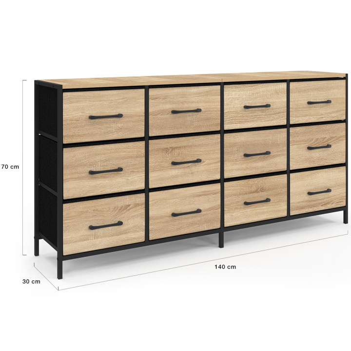 Cassettiera industriale a 12 cassetti 140 cm - UTAH | Zen Cart! IDMarket