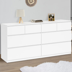Cassettiera a 8 cassetti 160 cm in legno bianco - TOMI | REGNO UNITO IDMarket