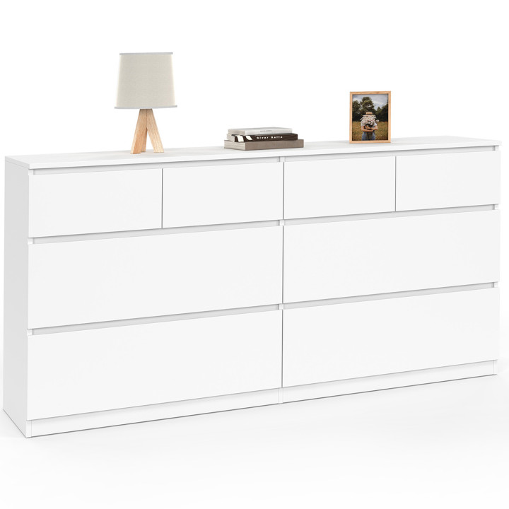 Cassettiera a 8 cassetti 160 cm in legno bianco - TOMI | REGNO UNITO IDMarket