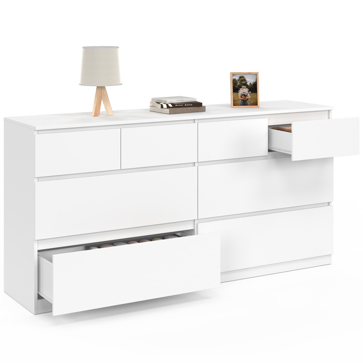 Cassettiera a 8 cassetti 160 cm in legno bianco - TOMI | REGNO UNITO IDMarket