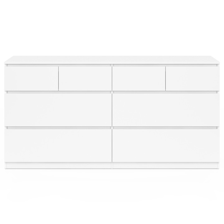 Cassettiera a 8 cassetti 160 cm in legno bianco - TOMI | REGNO UNITO IDMarket
