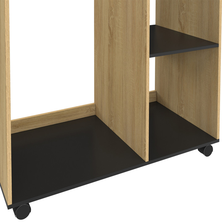 Armadio RACHEL 80 x 40 x 120 cm su rotelle, faggio e nero