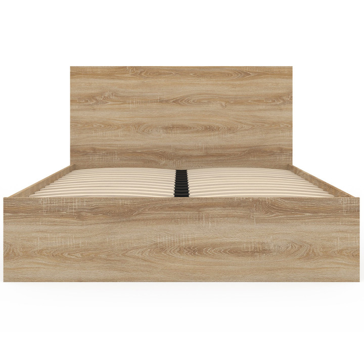 Letto matrimoniale 140x190 faggio 4 cassetti su ruote con testiera - OMAHA | ID Market