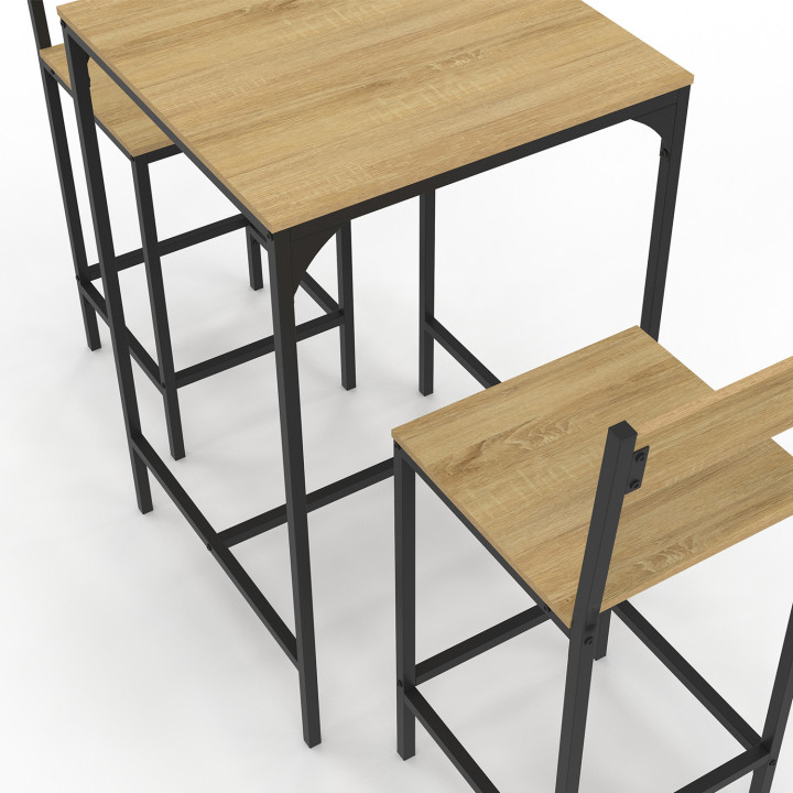 Tavolo da bar quadrato e 2 sedie da bar dal design industriale - DETROIT | IDMarket