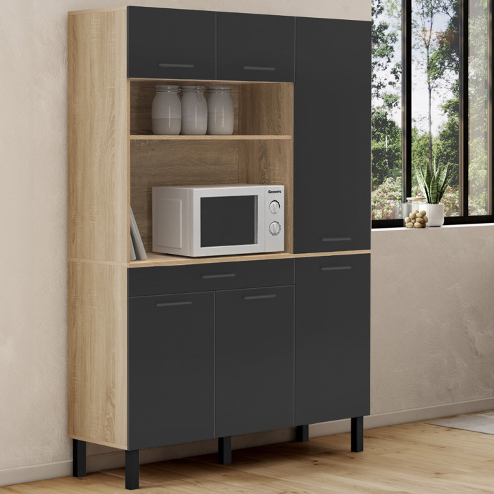 Credenza da 120 cm in faggio e nero - CINA | ID Market