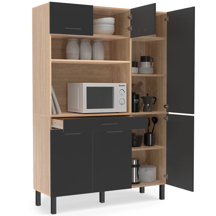 Credenza da 120 cm in faggio e nero - CINA | ID Market