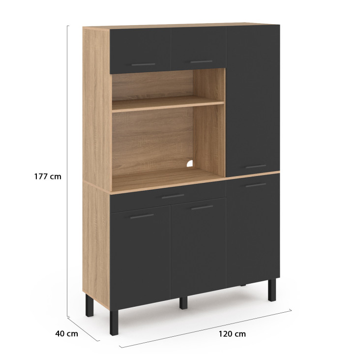 Credenza da 120 cm in faggio e nero - CINA | ID Market