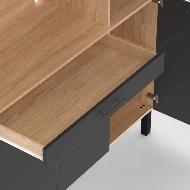 Credenza da 120 cm in faggio e nero - CINA | ID Market