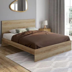 Letto matrimoniale con testiera e base in faggio 160x200cm - OMAHA | ID Market