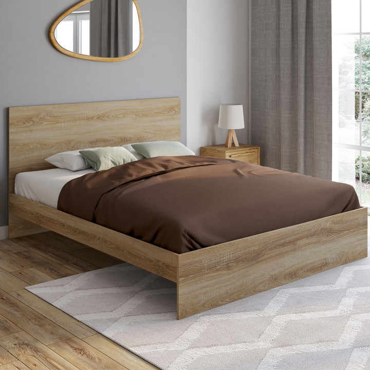 Letto matrimoniale con testiera e base in faggio 160x200cm - OMAHA | ID Market