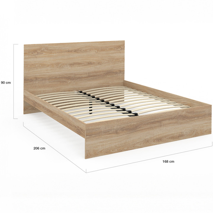 Letto matrimoniale con testiera e base in faggio 160x200cm - OMAHA | ID Market