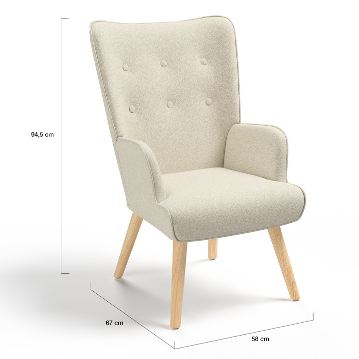 Poltrona scandinava in tessuto beige - IVAR | ID Market