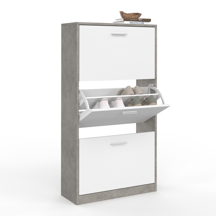 A buon mercato la scarpiera a 3 ante grigia e bianca | ID Market