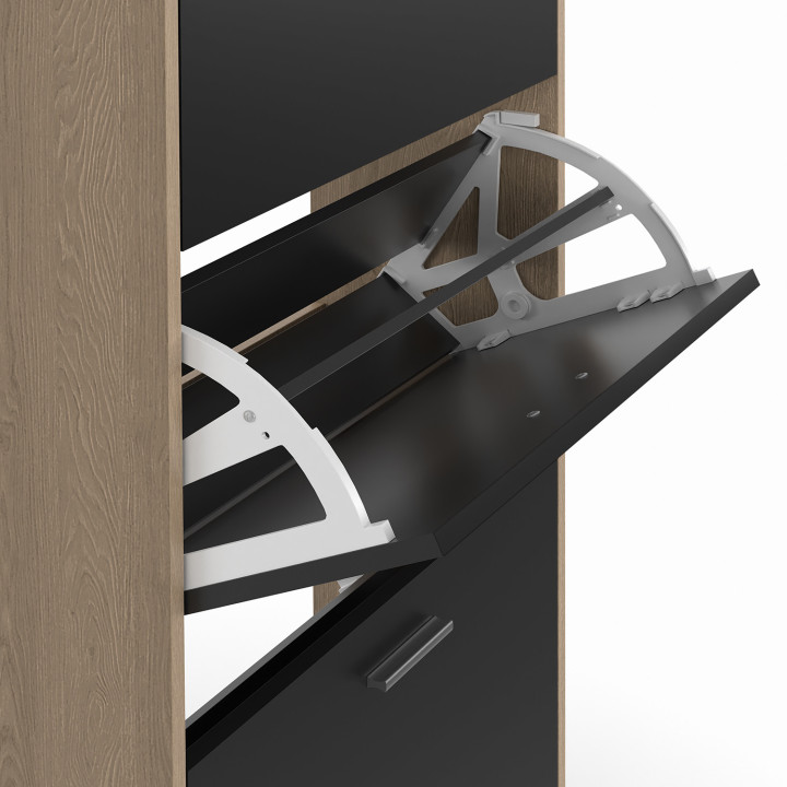 Scarpiera a 4 ante in finto faggio nero - ID Market