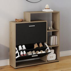 Scarpiera a 2 ante in faggio e nero a buon mercato | ID Market