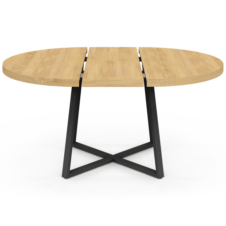 Tavolo da pranzo rotondo allungabile in legno e nero per 4-8 persone - SELMA |ID Market