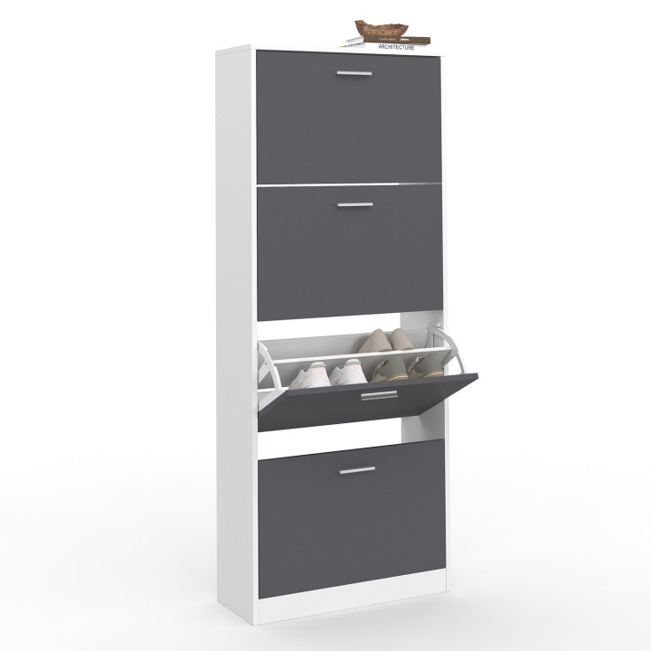A buon mercato la scarpiera a 4 ante bianca e grigio chiaro | ID Market