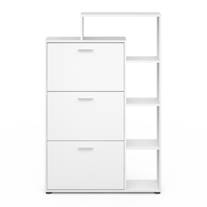 Scarpiera a 3 ante in legno bianco con ripiani | ID Market