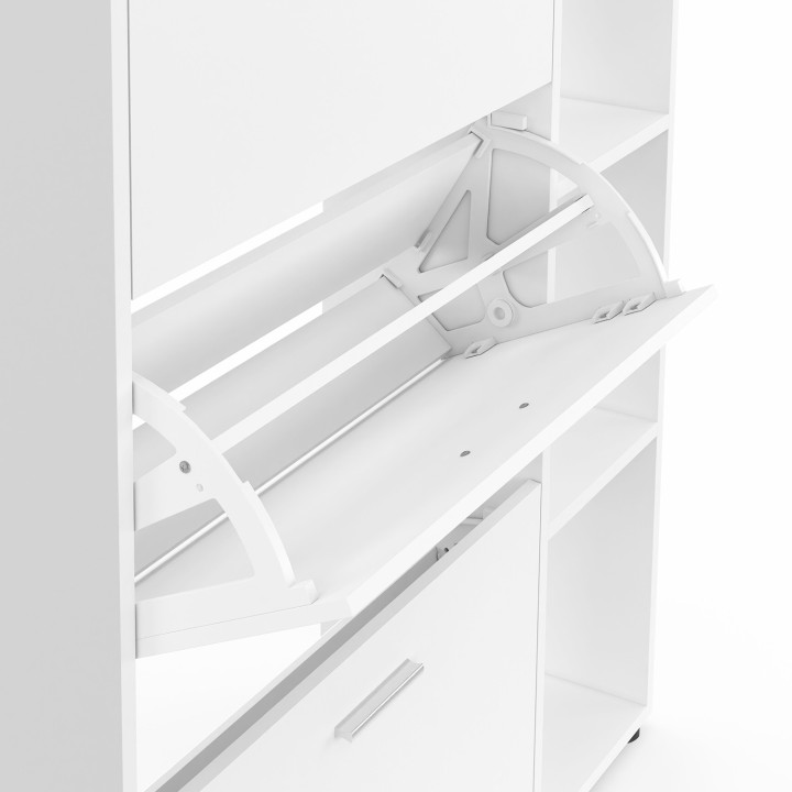 Scarpiera a 3 ante in legno bianco con ripiani | ID Market