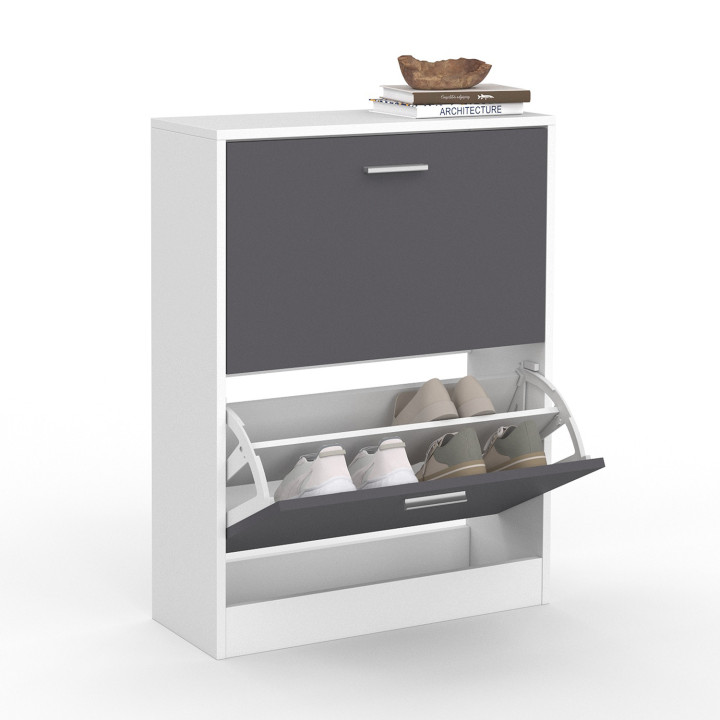 Scarpiera a 2 ante bianca e grigia a buon mercato | ID Market