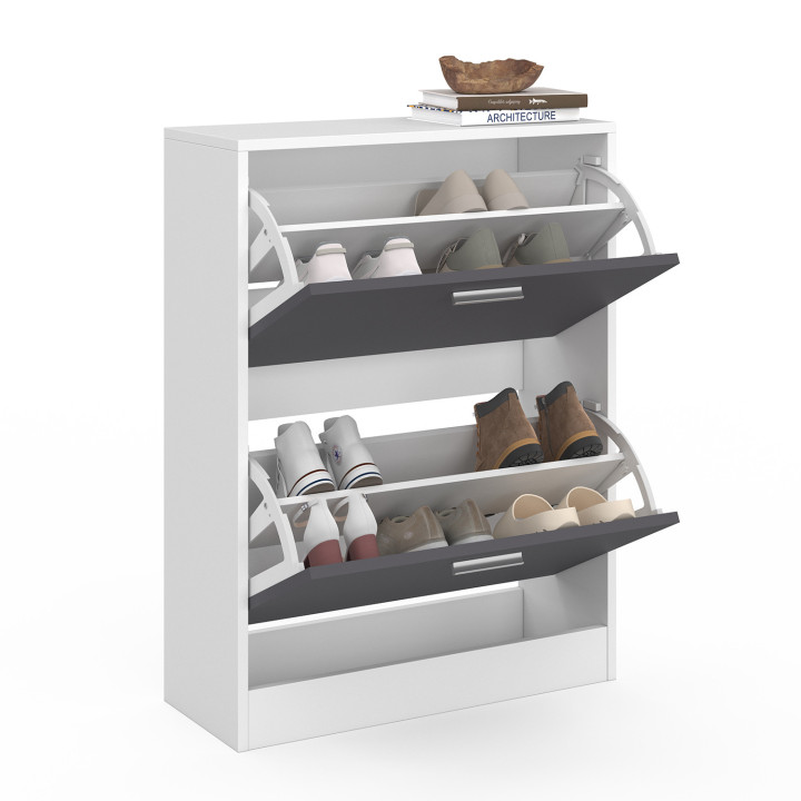 Scarpiera a 2 ante bianca e grigia a buon mercato | ID Market