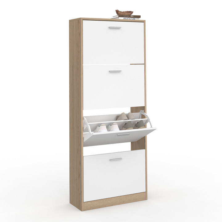 A buon mercato la scarpiera a 4 ante in finto faggio e bianco | ID Market