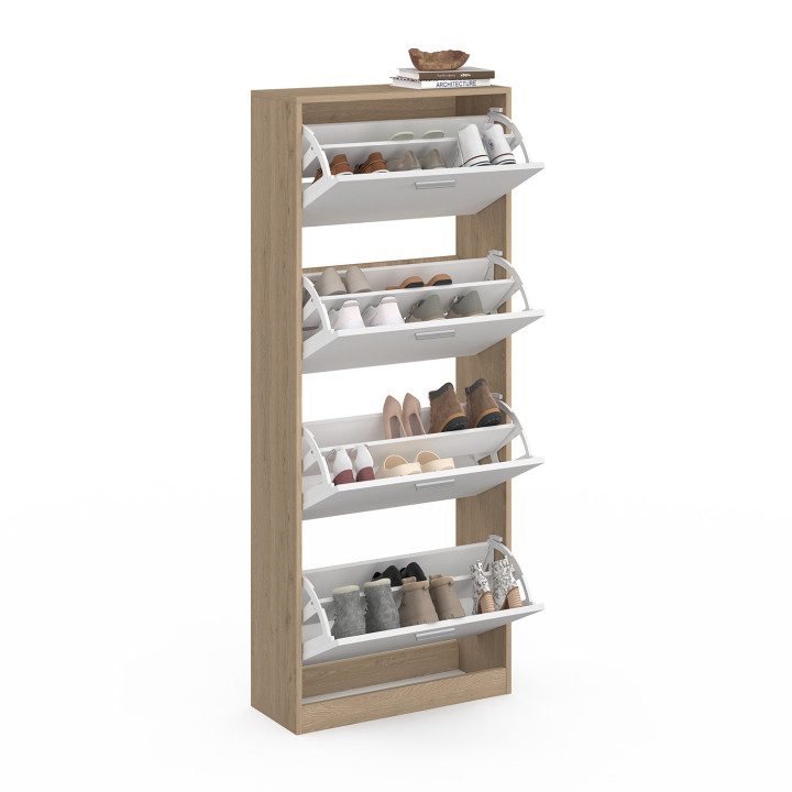 A buon mercato la scarpiera a 4 ante in finto faggio e bianco | ID Market