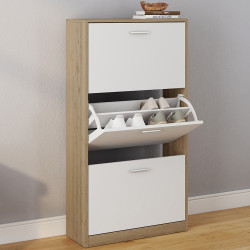 A buon mercato la scarpiera a 3 ante in finto faggio e bianco | ID Market