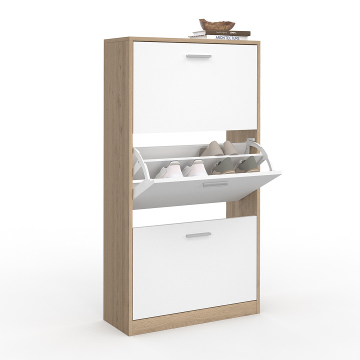 A buon mercato la scarpiera a 3 ante in finto faggio e bianco | ID Market