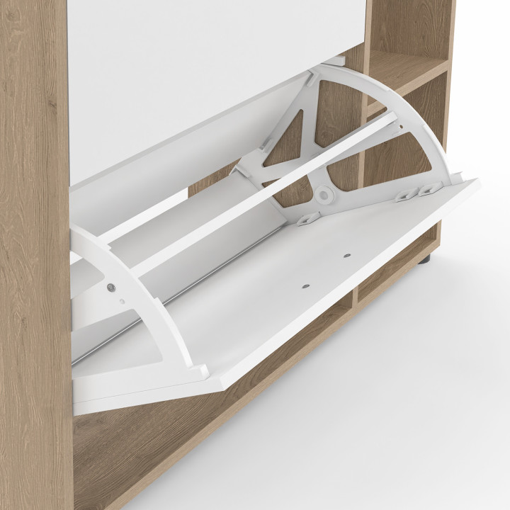 Scarpiera a 2 ante con ripiani in finto faggio e bianco | ID Market