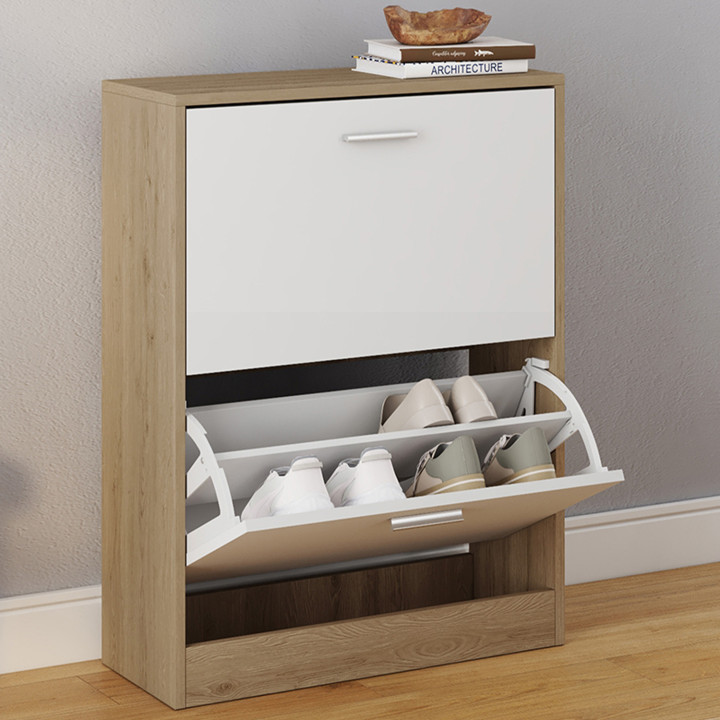 A buon mercato la scarpiera a 2 ante in finto faggio e bianco | ID Market